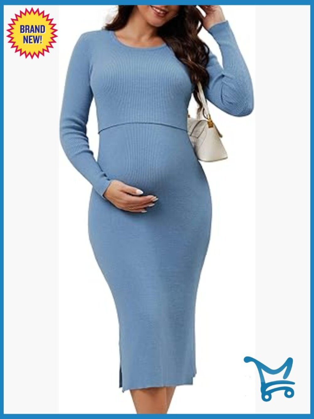 Maternity Sweater 2-Piece Set Bodycon Midi Dress Baby Shower